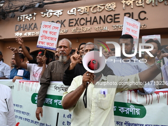 Capital market investors staged a protest rally in Dhaka, Bangladesh, on October 27, 2024, expressing discontent over the continued decline...