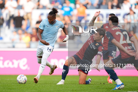 Tijjani Noslin of SS Lazio scores first goal during the Serie A Enilive match between SS Lazio and Genoa CF at Stadio Olimpico on October 27...