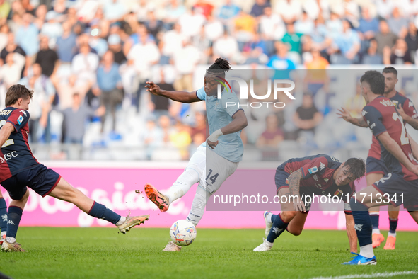 Tijjani Noslin of SS Lazio scores first goal during the Serie A Enilive match between SS Lazio and Genoa CF at Stadio Olimpico on October 27...