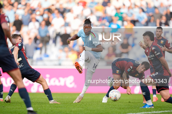 Tijjani Noslin of SS Lazio scores first goal during the Serie A Enilive match between SS Lazio and Genoa CF at Stadio Olimpico on October 27...