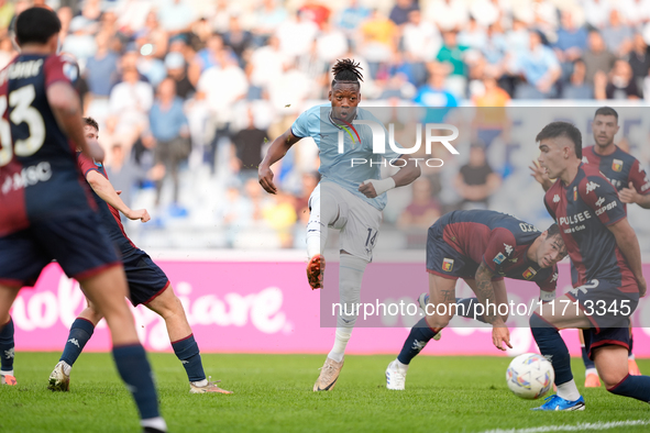 Tijjani Noslin of SS Lazio scores first goal during the Serie A Enilive match between SS Lazio and Genoa CF at Stadio Olimpico on October 27...