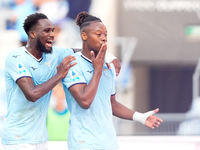 Tijjani Noslin of SS Lazio celebrates after scoring first goal during the Serie A Enilive match between SS Lazio and Genoa CF at Stadio Olim...