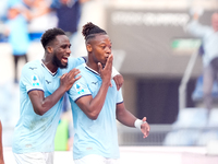 Tijjani Noslin of SS Lazio celebrates after scoring first goal during the Serie A Enilive match between SS Lazio and Genoa CF at Stadio Olim...