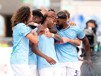 Tijjani Noslin of SS Lazio celebrates after scoring first goal during the Serie A Enilive match between SS Lazio and Genoa CF at Stadio Olim...