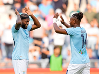 Tijjani Noslin of SS Lazio celebrates after scoring first goal during the Serie A Enilive match between SS Lazio and Genoa CF at Stadio Olim...