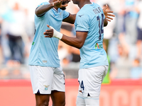 Tijjani Noslin of SS Lazio celebrates after scoring first goal during the Serie A Enilive match between SS Lazio and Genoa CF at Stadio Olim...