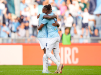 Tijjani Noslin of SS Lazio celebrates after scoring first goal during the Serie A Enilive match between SS Lazio and Genoa CF at Stadio Olim...