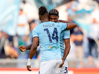 Tijjani Noslin of SS Lazio celebrates after scoring first goal during the Serie A Enilive match between SS Lazio and Genoa CF at Stadio Olim...