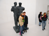 Visitors are seen on the evening of the opening of the new Museum of Modern Art (Muzeum Sztuki Nowoczesnej) in Warsaw, Poland on 25 October,...