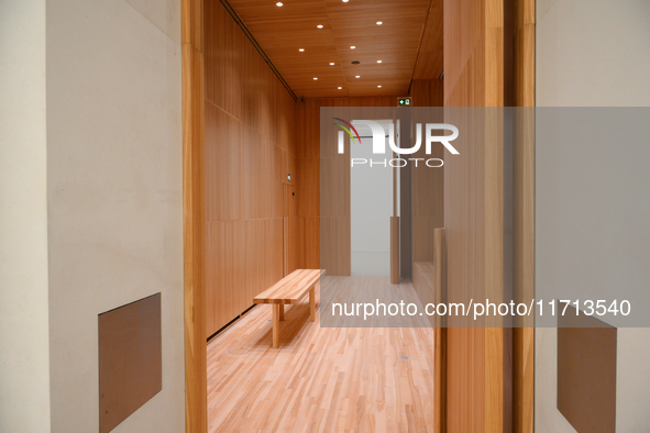 A room with wooden deatils is seen at the opening of the new Museum of Modern Art (Muzeum Sztuki Nowoczesnej) in Warsaw, Poland on 25 Octobe...