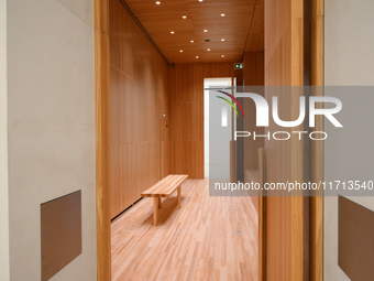 A room with wooden deatils is seen at the opening of the new Museum of Modern Art (Muzeum Sztuki Nowoczesnej) in Warsaw, Poland on 25 Octobe...