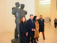 Mayor Rafal Trzaskowski is seen with media during the official opening at the opening of the new Museum of Modern Art (Muzeum Sztuki Nowocze...