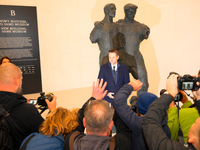 Mayor Rafal Trzaskowski is seen with media during the official opening at the opening of the new Museum of Modern Art (Muzeum Sztuki Nowocze...