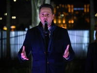 Mayor Rafal Trzaskowski speaks during the official opening at the opening of the new Museum of Modern Art (Muzeum Sztuki Nowoczesnej) in War...