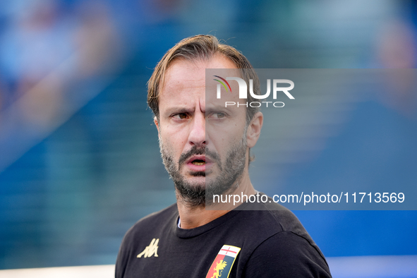 Alberto Gilardino head coach of Genoa CFC looks on during the Serie A Enilive match between SS Lazio and Genoa CF at Stadio Olimpico on Octo...