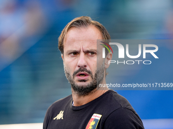 Alberto Gilardino head coach of Genoa CFC looks on during the Serie A Enilive match between SS Lazio and Genoa CF at Stadio Olimpico on Octo...