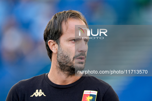 Alberto Gilardino head coach of Genoa CFC looks on during the Serie A Enilive match between SS Lazio and Genoa CF at Stadio Olimpico on Octo...