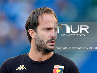 Alberto Gilardino head coach of Genoa CFC looks on during the Serie A Enilive match between SS Lazio and Genoa CF at Stadio Olimpico on Octo...