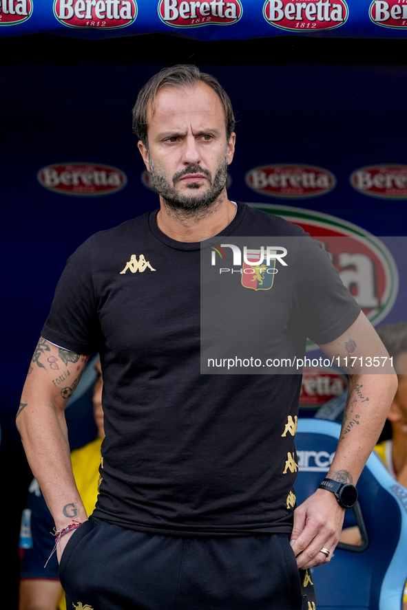 Alberto Gilardino head coach of Genoa CFC looks on during the Serie A Enilive match between SS Lazio and Genoa CF at Stadio Olimpico on Octo...