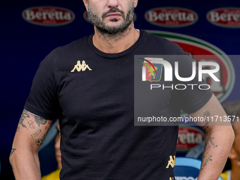 Alberto Gilardino head coach of Genoa CFC looks on during the Serie A Enilive match between SS Lazio and Genoa CF at Stadio Olimpico on Octo...