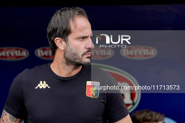 Alberto Gilardino head coach of Genoa CFC looks on during the Serie A Enilive match between SS Lazio and Genoa CF at Stadio Olimpico on Octo...