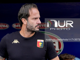 Alberto Gilardino head coach of Genoa CFC looks on during the Serie A Enilive match between SS Lazio and Genoa CF at Stadio Olimpico on Octo...