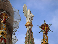 Work continues on the tower of Jesus Christ of the Sagrada Familia, which, when completed, makes the temple the tallest in the world at 172....