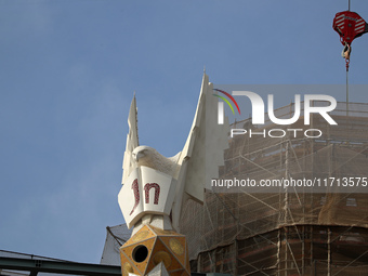 Work continues on the tower of Jesus Christ of the Sagrada Familia, which, when completed, makes the temple the tallest in the world at 172....