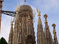 Work continues on the tower of Jesus Christ of the Sagrada Familia, which, when completed, makes the temple the tallest in the world at 172....