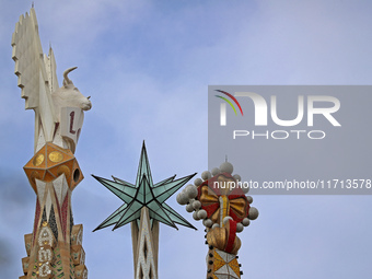 Work continues on the tower of Jesus Christ of the Sagrada Familia, which, when completed, makes the temple the tallest in the world at 172....