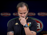 Alberto Gilardino head coach of Genoa CFC seems thoughtfulduring the Serie A Enilive match between SS Lazio and Genoa CF at Stadio Olimpico...