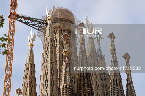 Work continues on the tower of Jesus Christ of the Sagrada Familia, which, when completed, makes the temple the tallest in the world at 172....