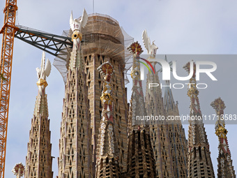 Work continues on the tower of Jesus Christ of the Sagrada Familia, which, when completed, makes the temple the tallest in the world at 172....