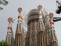 Work continues on the tower of Jesus Christ of the Sagrada Familia, which, when completed, makes the temple the tallest in the world at 172....