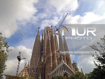 Work continues on the tower of Jesus Christ of the Sagrada Familia, which, when completed, makes the temple the tallest in the world at 172....