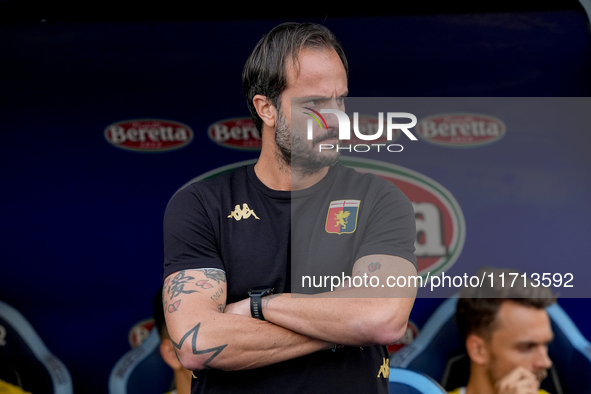 Alberto Gilardino head coach of Genoa CFC looks on during the Serie A Enilive match between SS Lazio and Genoa CF at Stadio Olimpico on Octo...