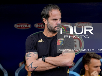 Alberto Gilardino head coach of Genoa CFC looks on during the Serie A Enilive match between SS Lazio and Genoa CF at Stadio Olimpico on Octo...