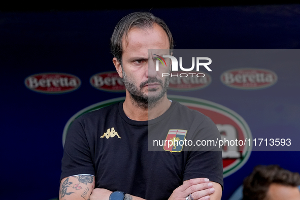 Alberto Gilardino head coach of Genoa CFC looks on during the Serie A Enilive match between SS Lazio and Genoa CF at Stadio Olimpico on Octo...