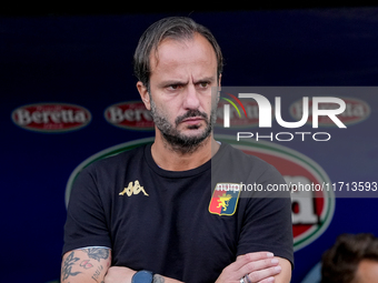 Alberto Gilardino head coach of Genoa CFC looks on during the Serie A Enilive match between SS Lazio and Genoa CF at Stadio Olimpico on Octo...