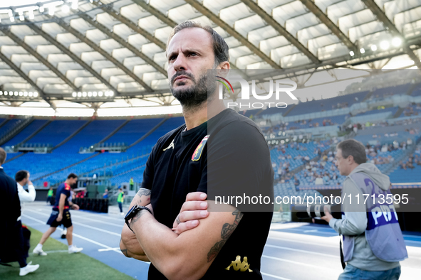 Alberto Gilardino head coach of Genoa CFC looks on during the Serie A Enilive match between SS Lazio and Genoa CF at Stadio Olimpico on Octo...