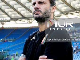 Alberto Gilardino head coach of Genoa CFC looks on during the Serie A Enilive match between SS Lazio and Genoa CF at Stadio Olimpico on Octo...