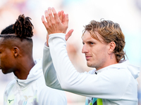 Nicolo' Rovella of SS Lazio gestures during the Serie A Enilive match between SS Lazio and Genoa CF at Stadio Olimpico on October 27, 2024 i...