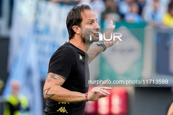 Alberto Gilardino head coach of Genoa CFC gestures during the Serie A Enilive match between SS Lazio and Genoa CF at Stadio Olimpico on Octo...