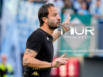 Alberto Gilardino head coach of Genoa CFC gestures during the Serie A Enilive match between SS Lazio and Genoa CF at Stadio Olimpico on Octo...