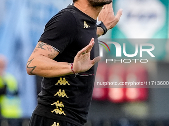 Alberto Gilardino head coach of Genoa CFC gestures during the Serie A Enilive match between SS Lazio and Genoa CF at Stadio Olimpico on Octo...