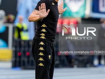 Alberto Gilardino head coach of Genoa CFC gestures during the Serie A Enilive match between SS Lazio and Genoa CF at Stadio Olimpico on Octo...