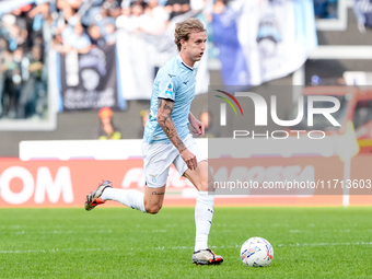 Nicolo' Rovella of SS Lazio in action during the Serie A Enilive match between SS Lazio and Genoa CF at Stadio Olimpico on October 27, 2024...