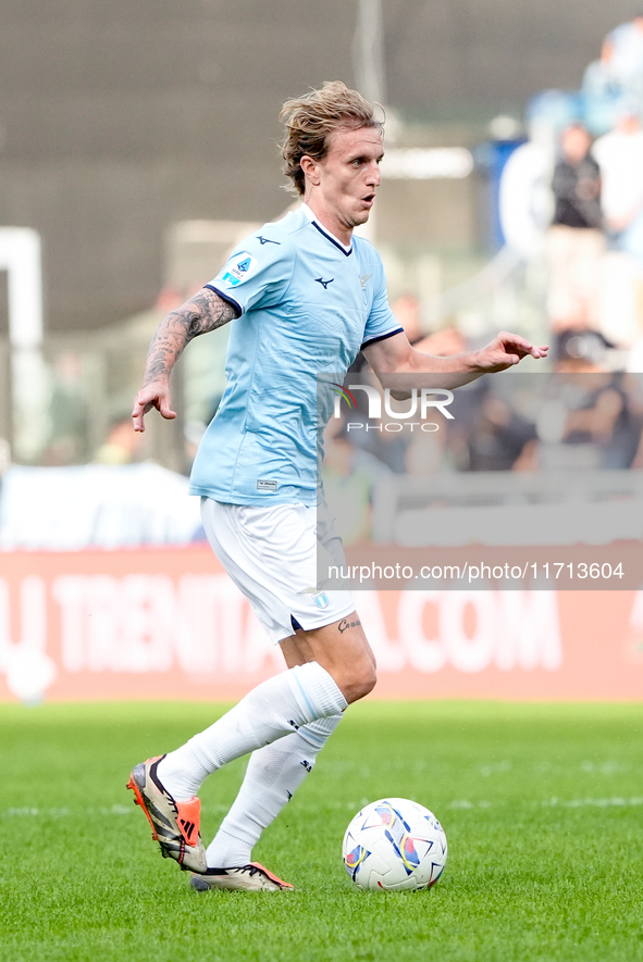 Nicolo' Rovella of SS Lazio during the Serie A Enilive match between SS Lazio and Genoa CF at Stadio Olimpico on October 27, 2024 in Rome, I...