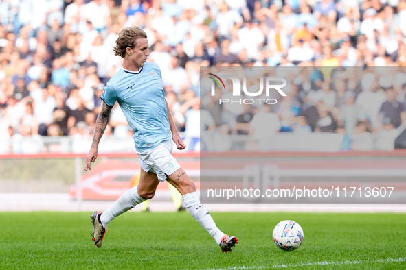 Nicolo' Rovella of SS Lazio during the Serie A Enilive match between SS Lazio and Genoa CF at Stadio Olimpico on October 27, 2024 in Rome, I...