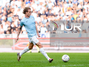 Nicolo' Rovella of SS Lazio during the Serie A Enilive match between SS Lazio and Genoa CF at Stadio Olimpico on October 27, 2024 in Rome, I...